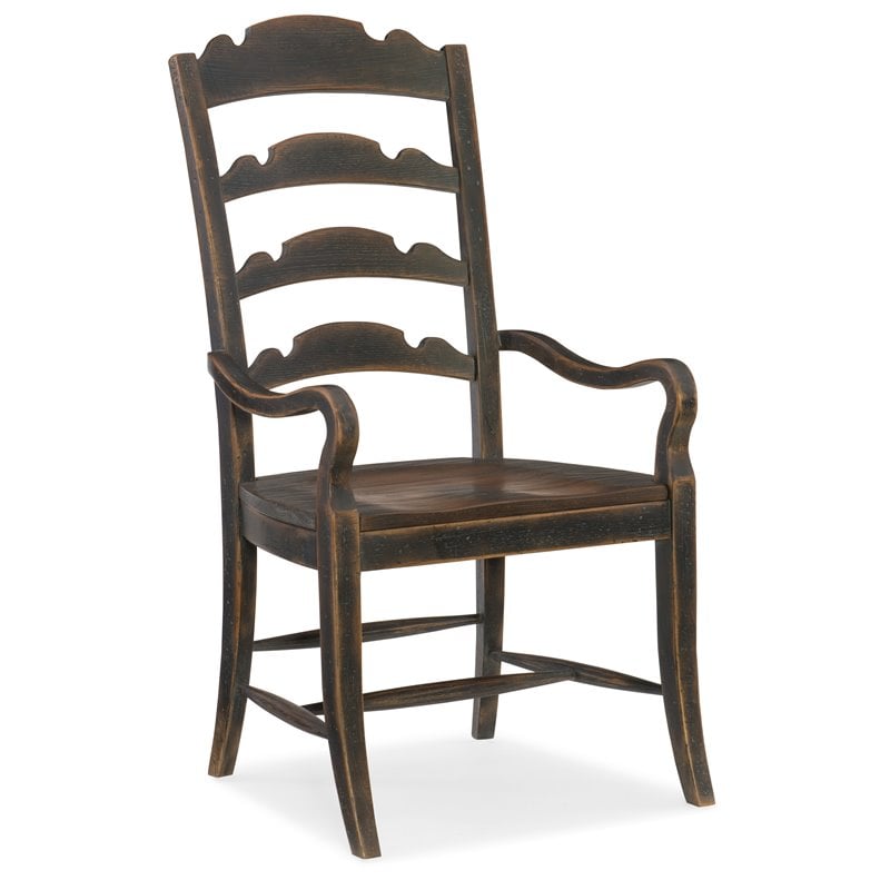 Bowery Hill Twin Sisters Ladderback Arm Chair in Anthracite Black