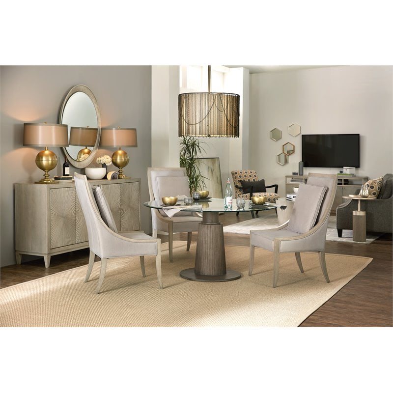 Bowery Hill Host Chair in Beige and Silver with Textured Wood Finish
