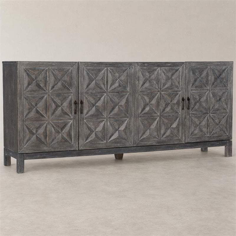 Bowery Hill Entertainment Console in Shale Wood Finish with 4 Doors