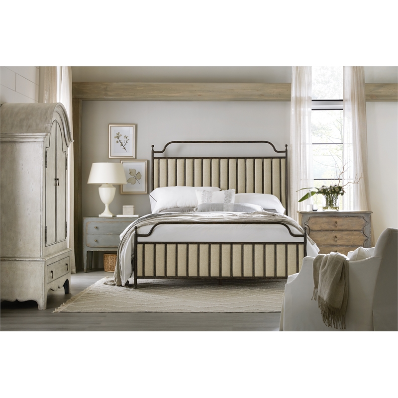 Bowery Hill Distressed Wood Nightstand with 2 Drawers in Speckled Gray