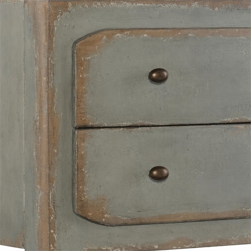Bowery Hill Distressed Wood Nightstand with 2 Drawers in Speckled Gray