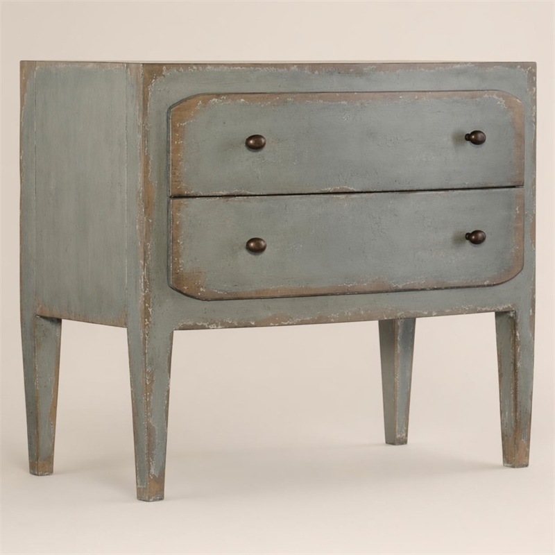 Bowery Hill Distressed Wood Nightstand with 2 Drawers in Speckled Gray