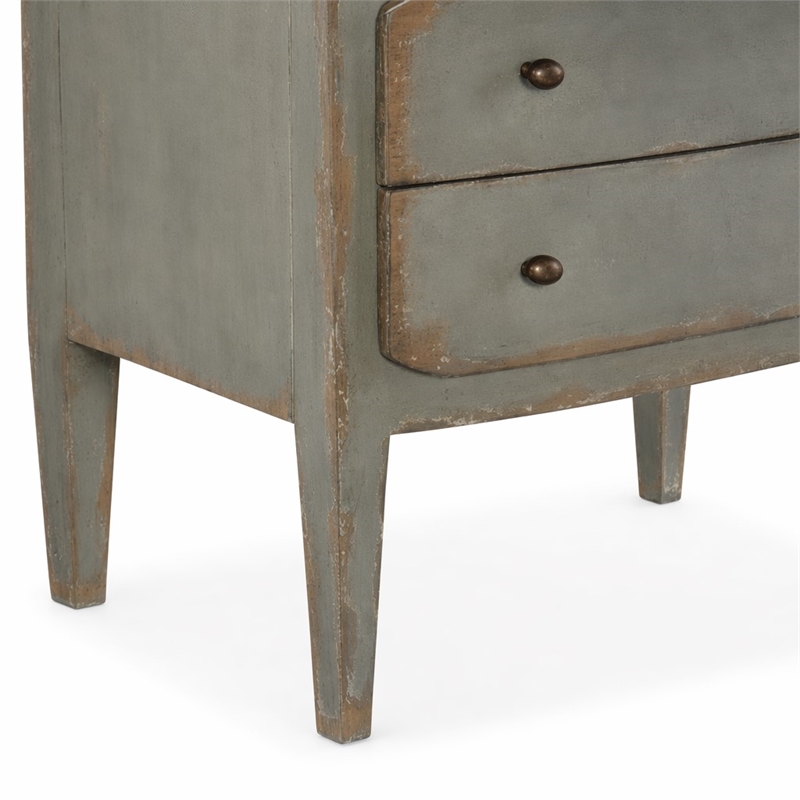 Bowery Hill Distressed Wood Nightstand with 2 Drawers in Speckled Gray