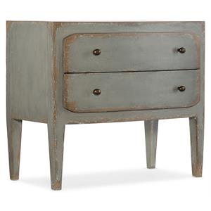 Bowery Hill Distressed Wood Nightstand with 2 Drawers in Speckled Gray