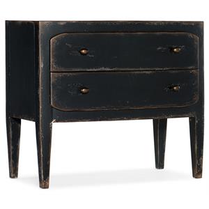 Bowery Hill 2-Drawer Wood Nightstand in Distressed Black