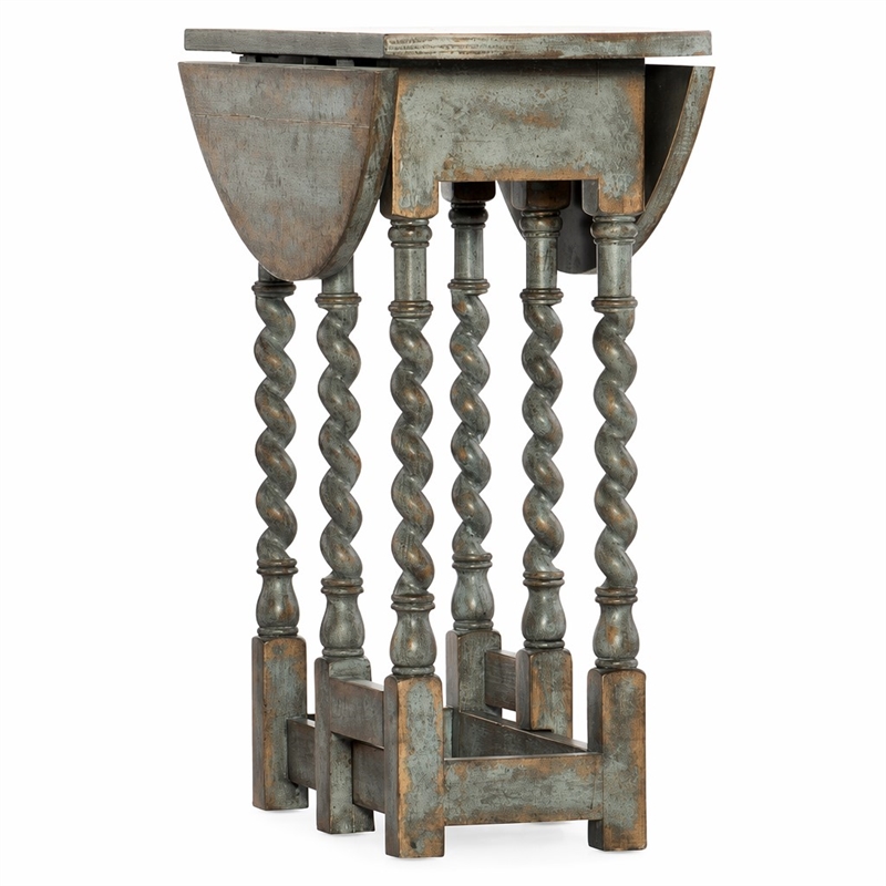 Bowery Hill Gate Leg Round Table in Blue Distressed Finish