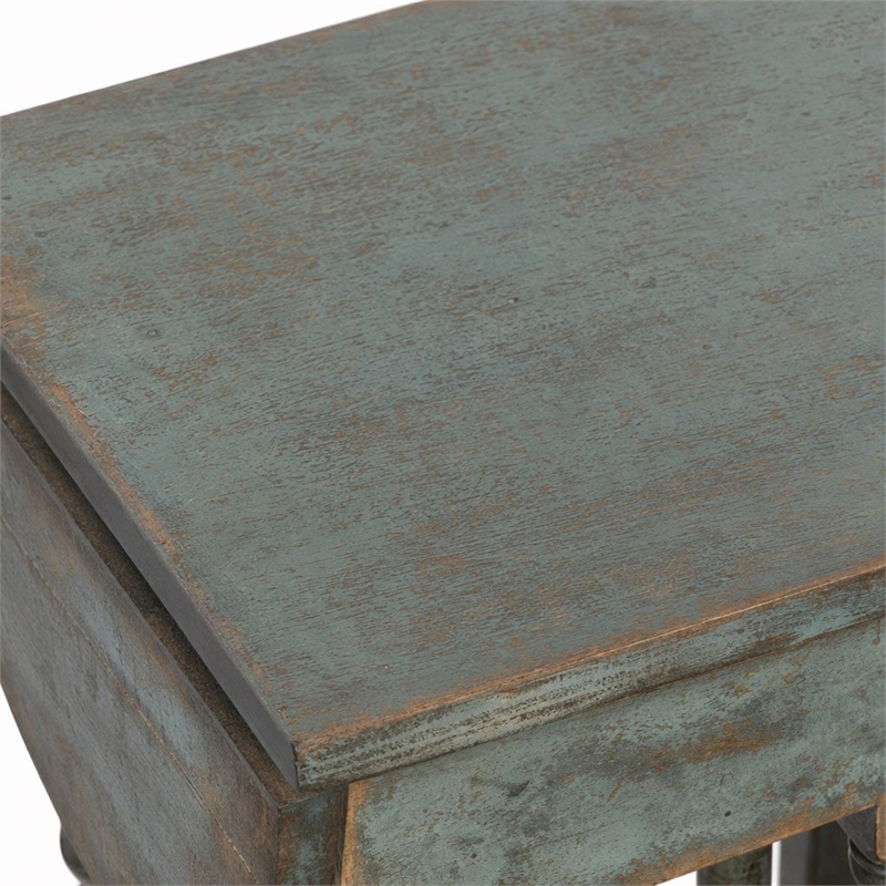 Bowery Hill Gate Leg Round Table in Blue Distressed Finish