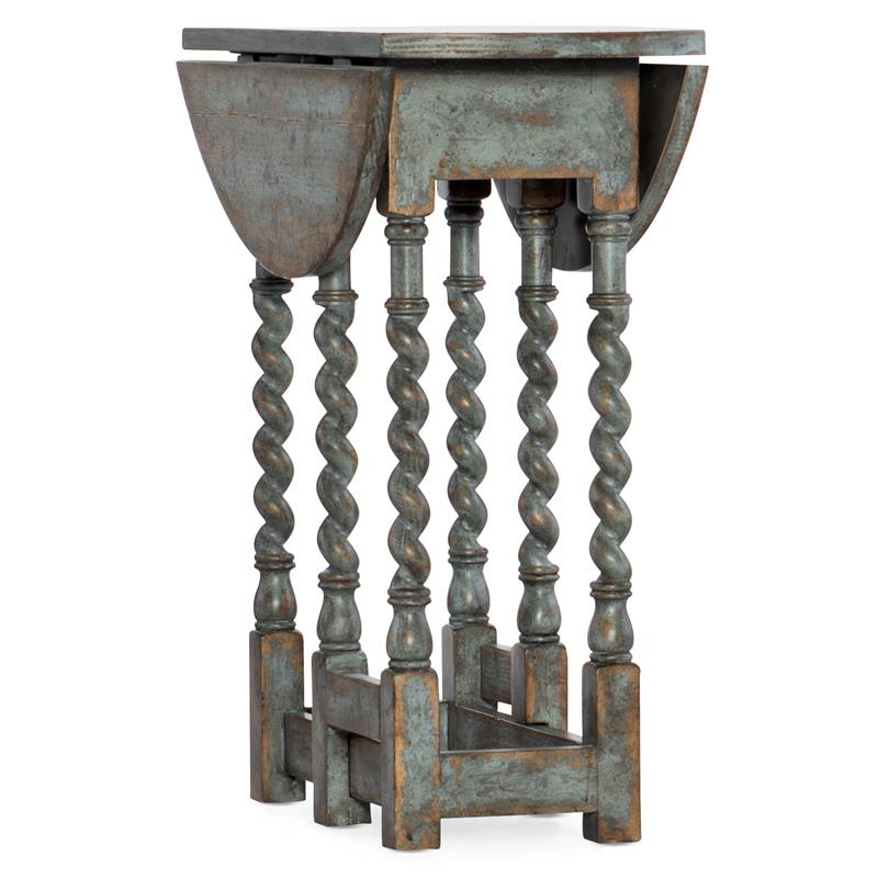 Bowery Hill Gate Leg Round Table in Blue Distressed Finish