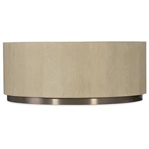 Bowery Hill Round Cocktail Table with Champagne Metal Base in Taupe