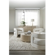 Bowery Hill Round Cocktail Table with Champagne Metal Base in Taupe