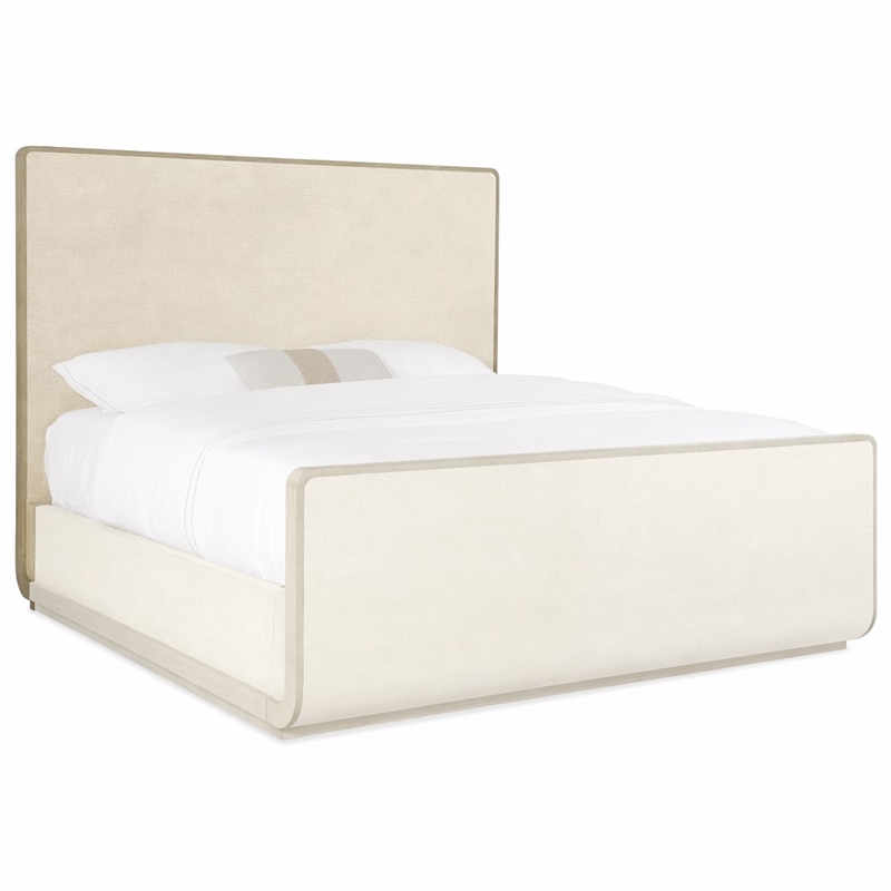 Bowery Hill King Sleigh Headboard in Glazed Burlap with Wood Trim