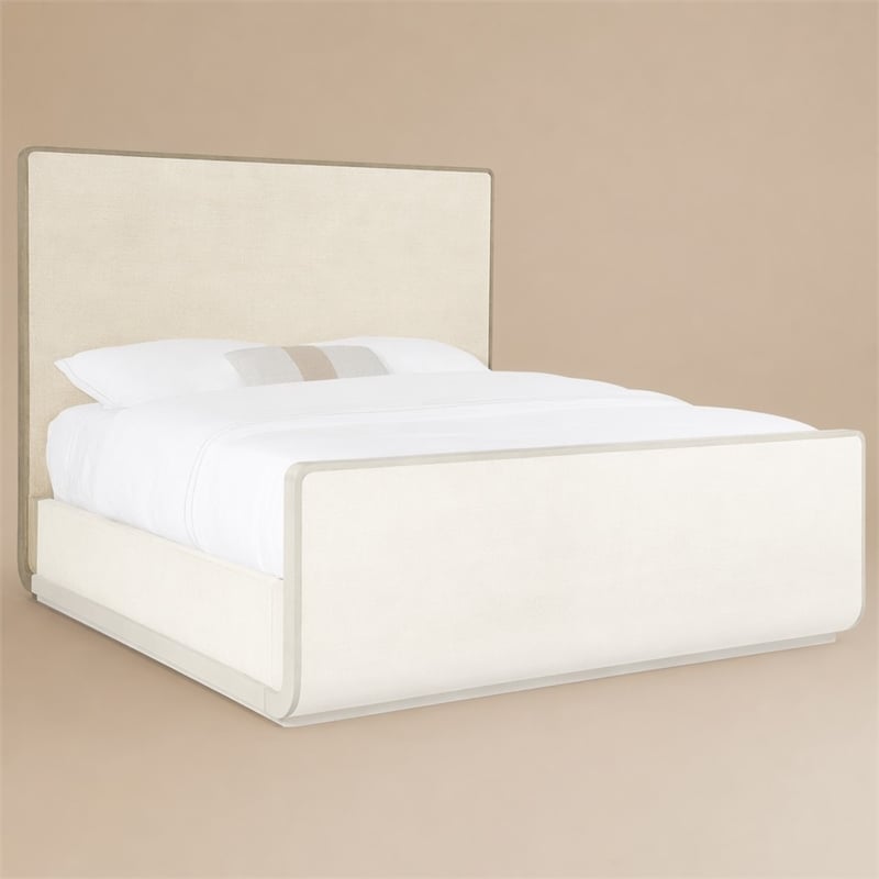 Bowery Hill King Sleigh Headboard in Glazed Burlap with Wood Trim