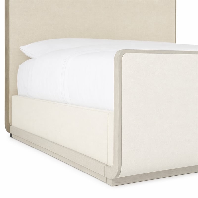 Bowery Hill King Sleigh Headboard in Glazed Burlap with Wood Trim
