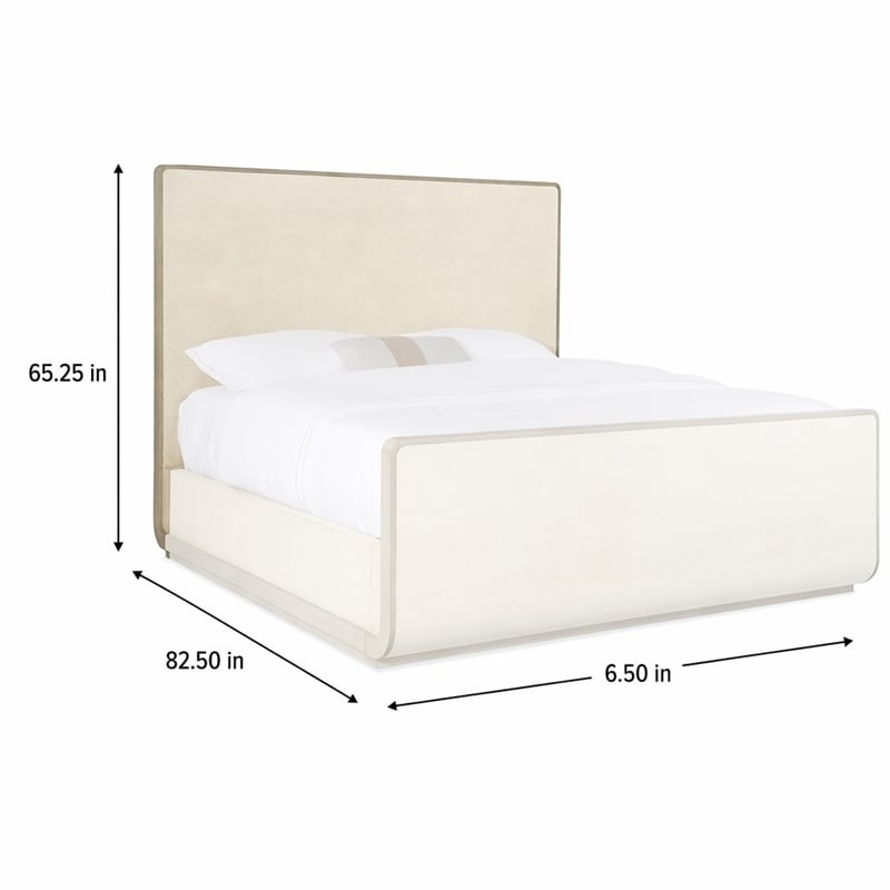 Bowery Hill King Sleigh Headboard in Glazed Burlap with Wood Trim