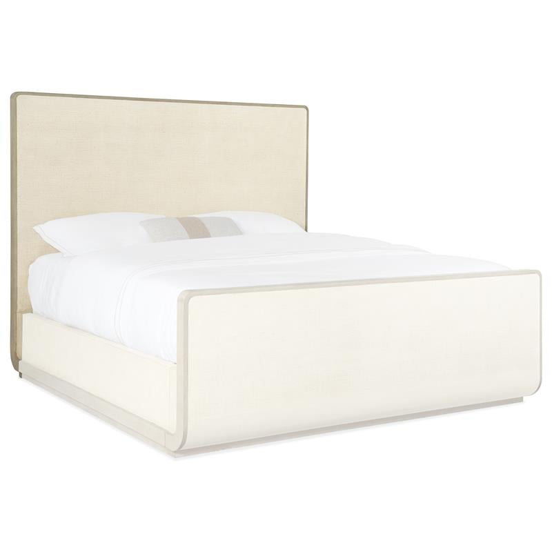 Bowery Hill King Sleigh Headboard in Glazed Burlap with Wood Trim