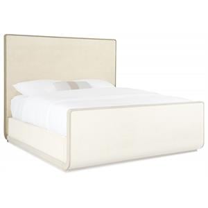 Bowery Hill King Sleigh Headboard in Glazed Burlap with Wood Trim