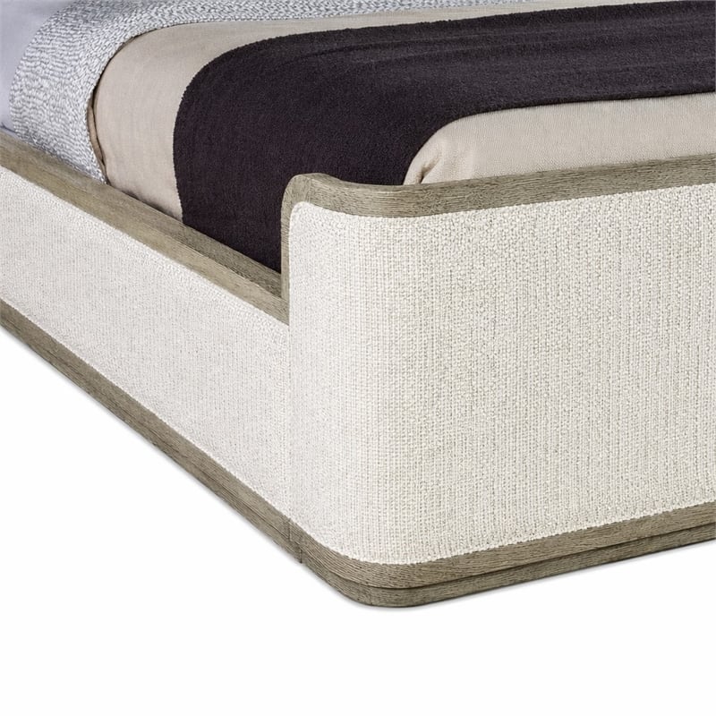 Bowery Hill Cal King Upholstered Bed with Shelter Headboard in Grey