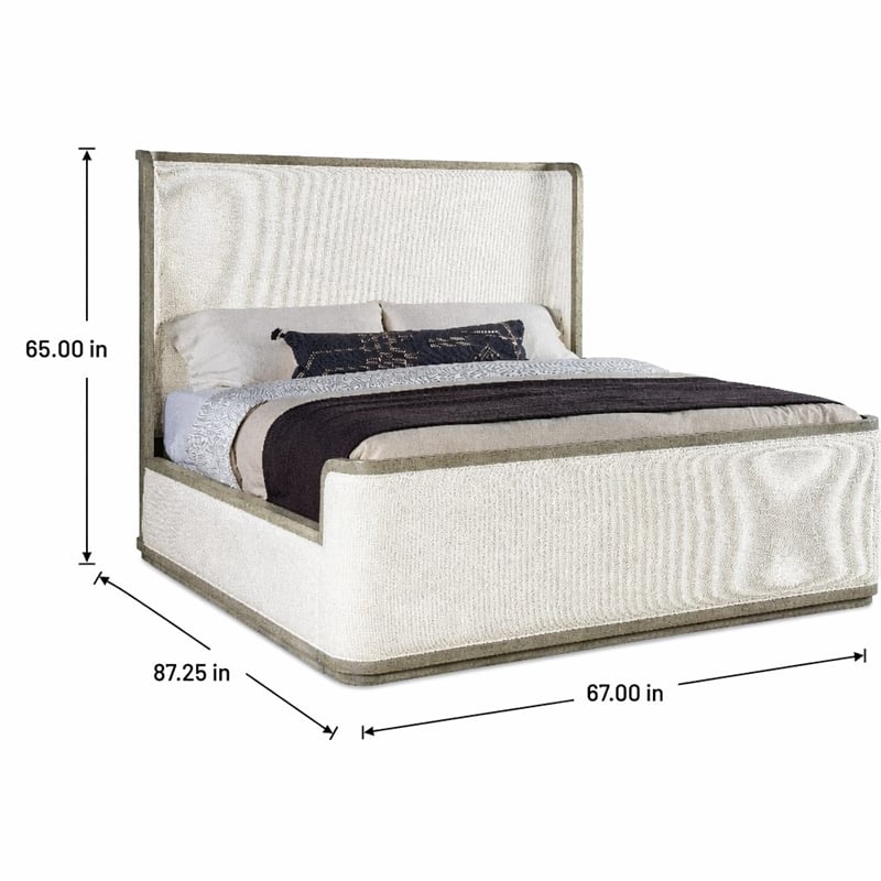 Bowery Hill Queen Upholstered Shelter Bed in Grey Wood Finish