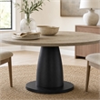 Bowery Hill Round Dining Table with Pedestal Base in Textured Grey