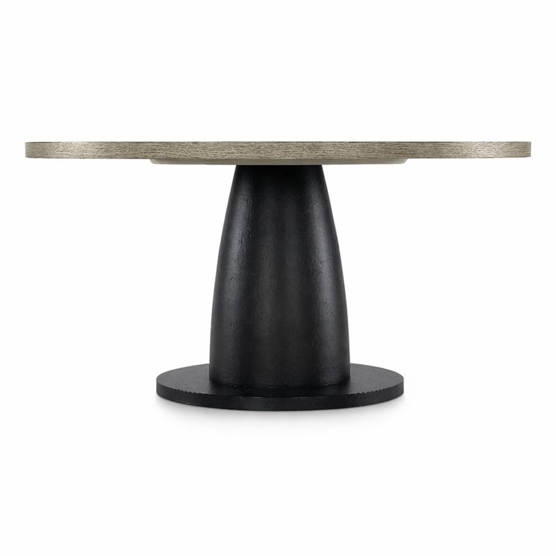 Bowery Hill Round Dining Table with Pedestal Base in Textured Grey