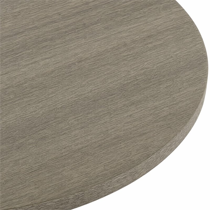 Bowery Hill Round Dining Table with Pedestal Base in Textured Grey