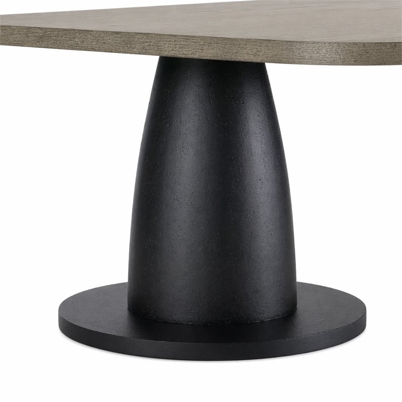 Bowery Hill Round Dining Table with Pedestal Base in Textured Grey