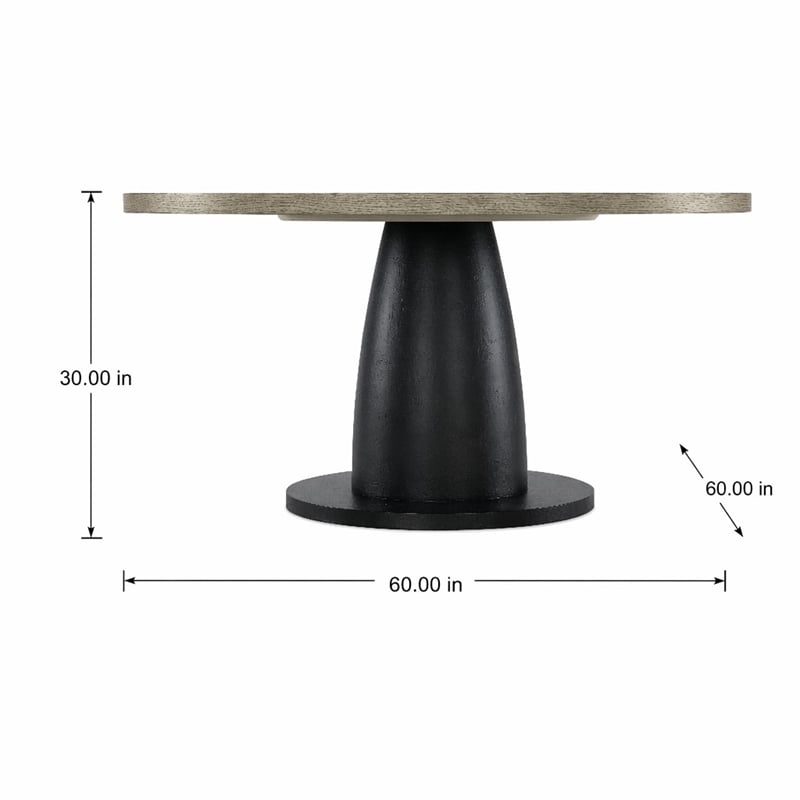 Bowery Hill Round Dining Table with Pedestal Base in Textured Grey