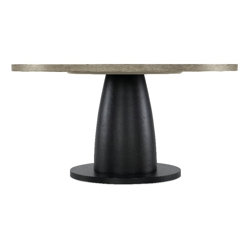 Bowery Hill Round Dining Table with Pedestal Base in Textured Grey