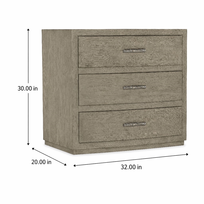 Bowery Hill 3-Drawer Nightstand with USB Ports in Grey Wood