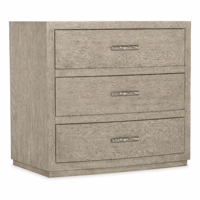 Bowery Hill 3-Drawer Nightstand with USB Ports in Grey Wood