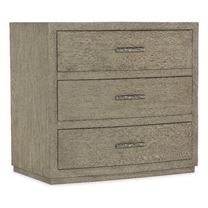 Bowery Hill 3-Drawer Nightstand with USB Ports in Grey Wood