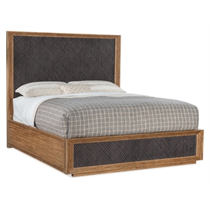 Bowery Hill King Panel Bed with Hickory Veneer and Resin in Brown