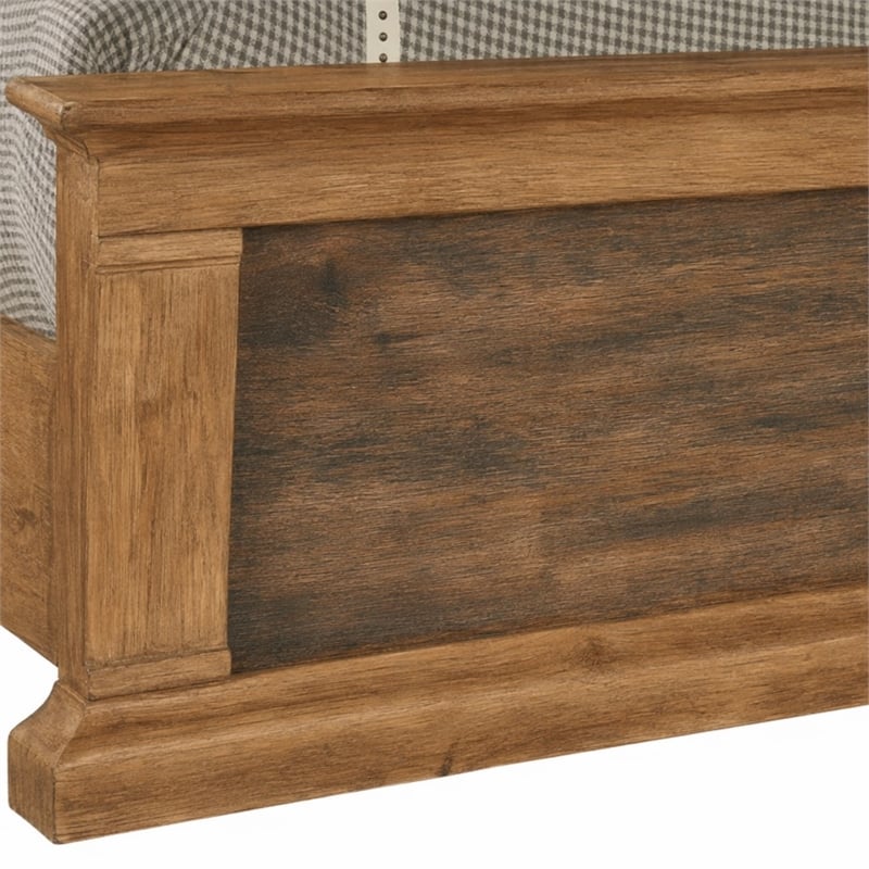 Bowery Hill Cal King Corbel Bed with Hickory Veneers in Brown