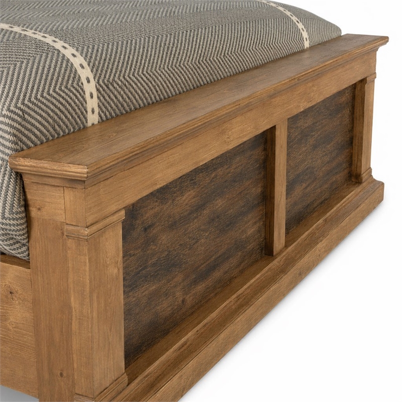 Bowery Hill Cal King Corbel Bed with Hickory Veneers in Brown