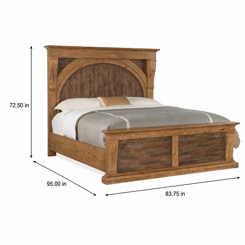 Bowery Hill Cal King Corbel Bed with Hickory Veneers in Brown