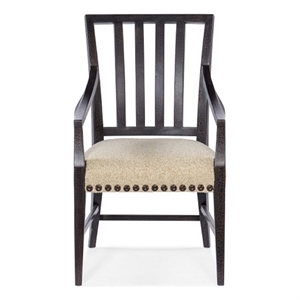 Bowery Hill Wood and Fabric Arm Chair with Nailhead Trim in Black