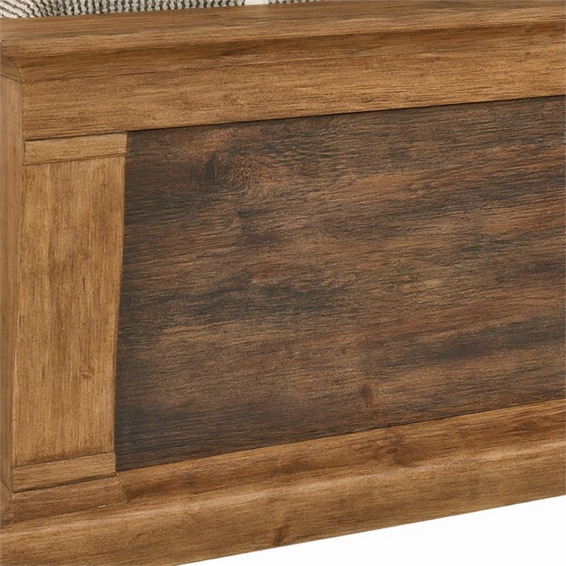 Bowery Hill Wood King Corbel Bed with Pecky Hickory Veneers in Brown