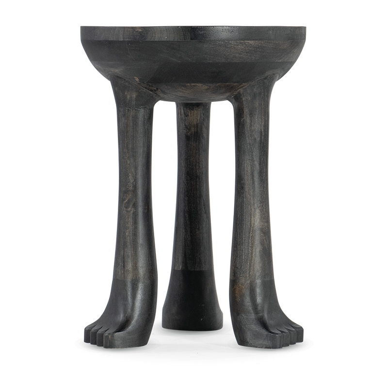 Bowery Hill Mango Wood Spot Table with Claw Foot Design in Black Natural