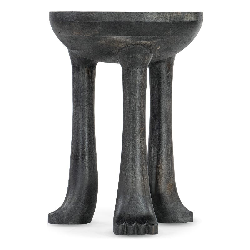 Bowery Hill Mango Wood Spot Table with Claw Foot Design in Black Natural