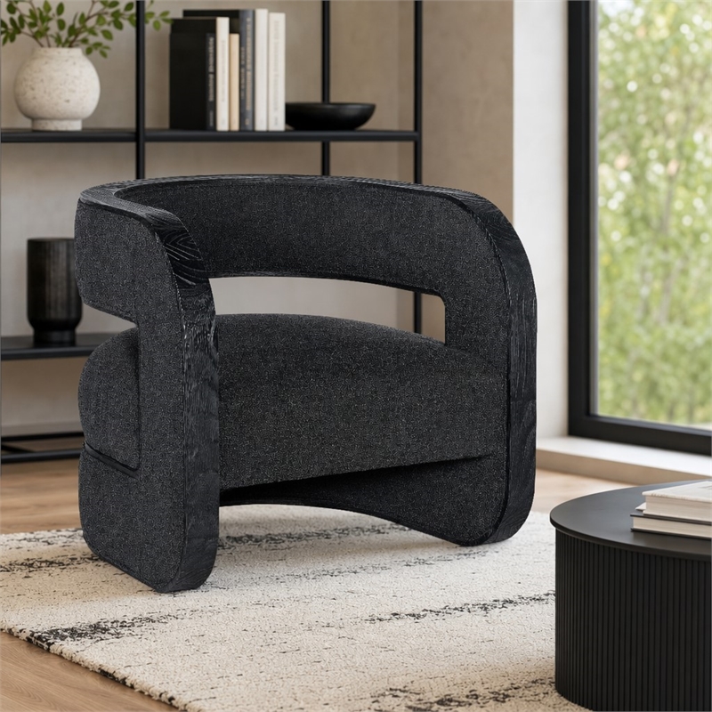 Bowery Hill Accent Chair with Pine Veneers Upholstery in Black