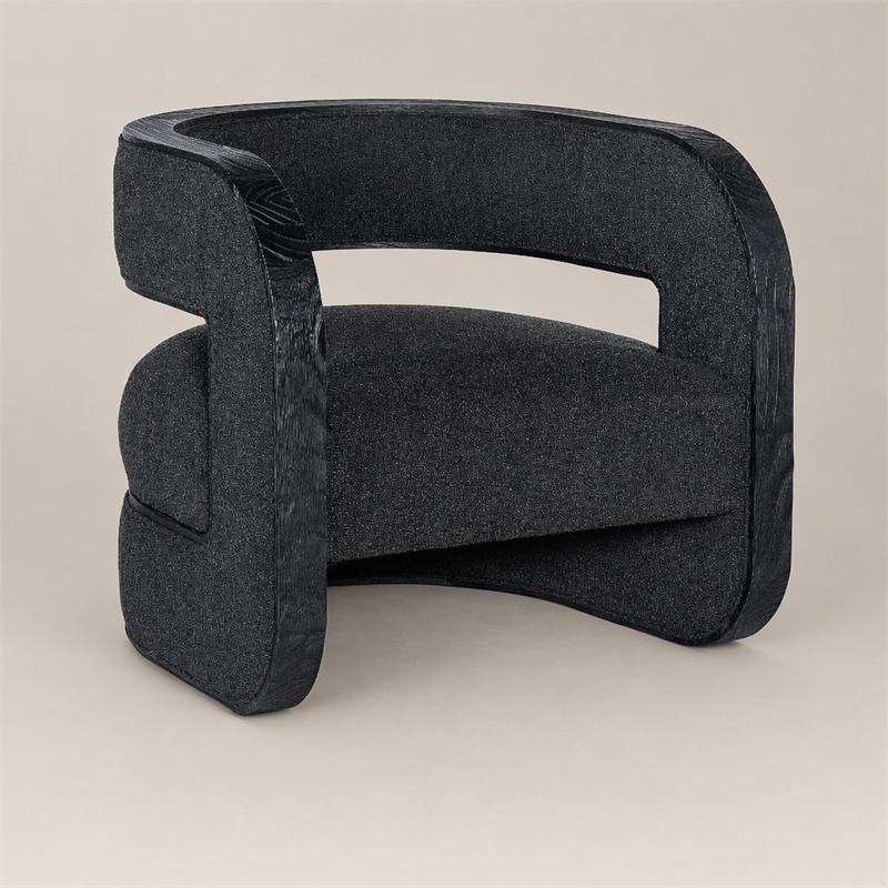 Bowery Hill Accent Chair with Pine Veneers Upholstery in Black