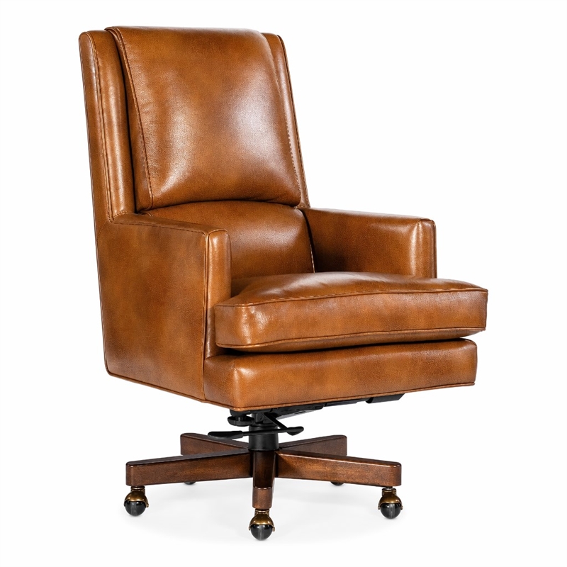 Bowery Hill Swivel Tilt Leather Executive Chair with Wood Base