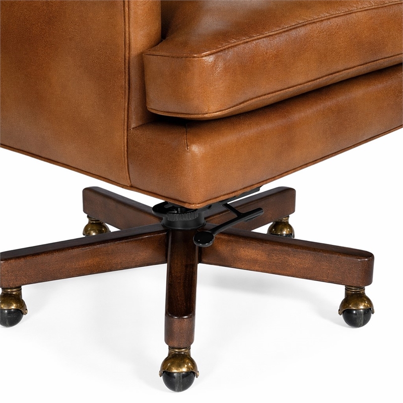 Bowery Hill Swivel Tilt Leather Executive Chair with Wood Base
