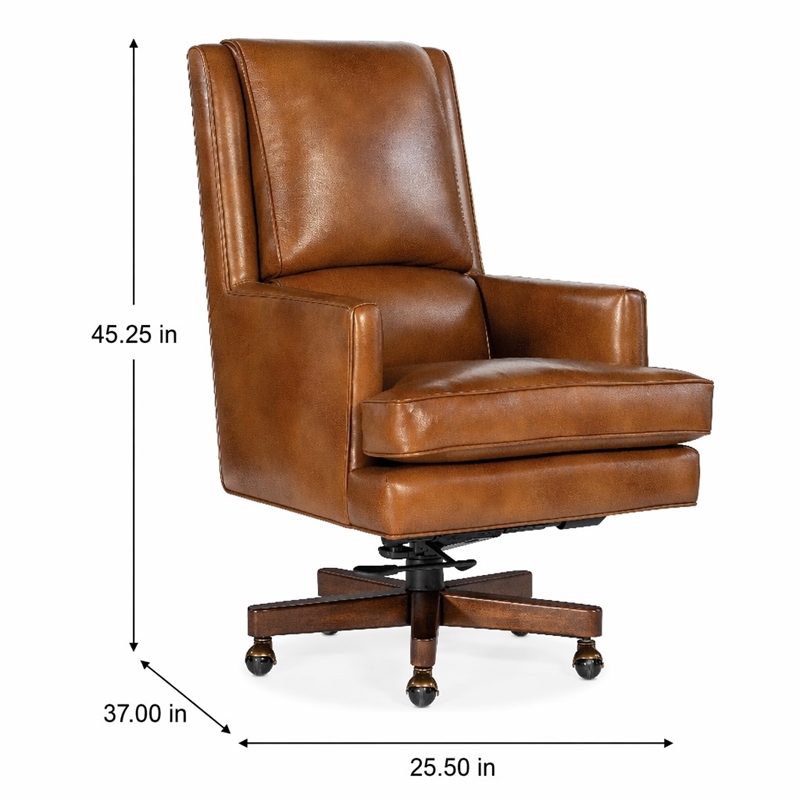 Bowery Hill Swivel Tilt Leather Executive Chair with Wood Base