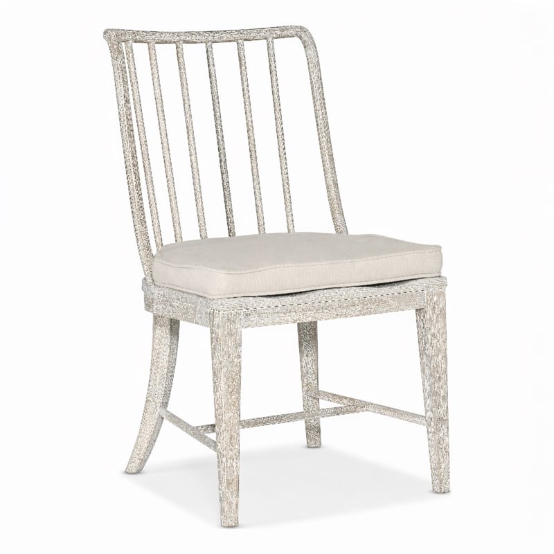Bowery Hill Spindle Side Chair in White Wood with Distressed Finish