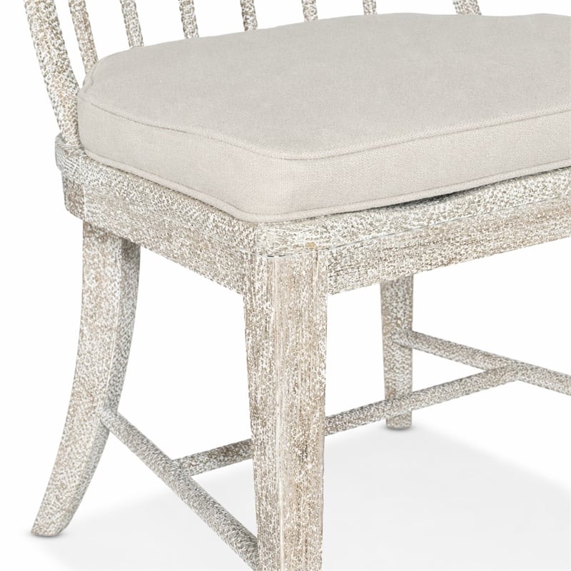 Bowery Hill Spindle Side Chair in White Wood with Distressed Finish