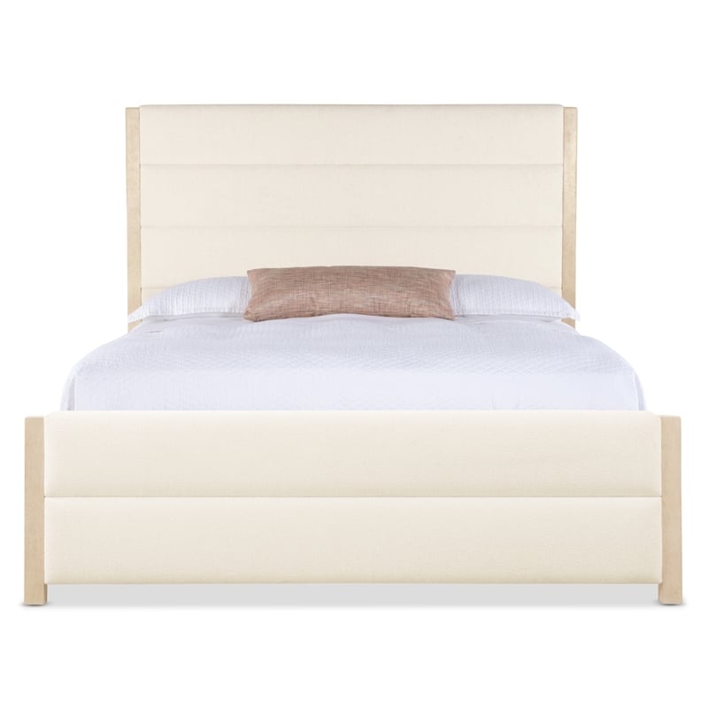 Bowery Hill Westwood Queen Bed with Ivory Upholstered Headboard