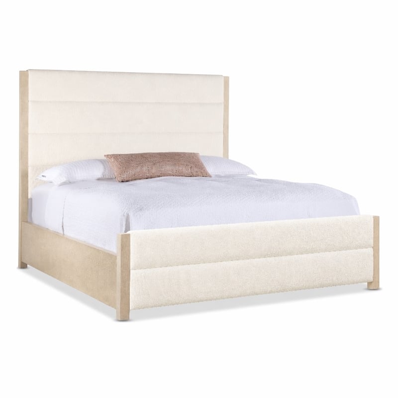 Bowery Hill Westwood Queen Bed with Ivory Upholstered Headboard