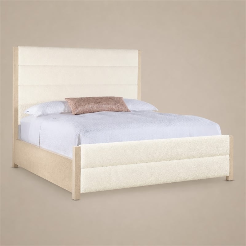 Bowery Hill Westwood Queen Bed with Ivory Upholstered Headboard