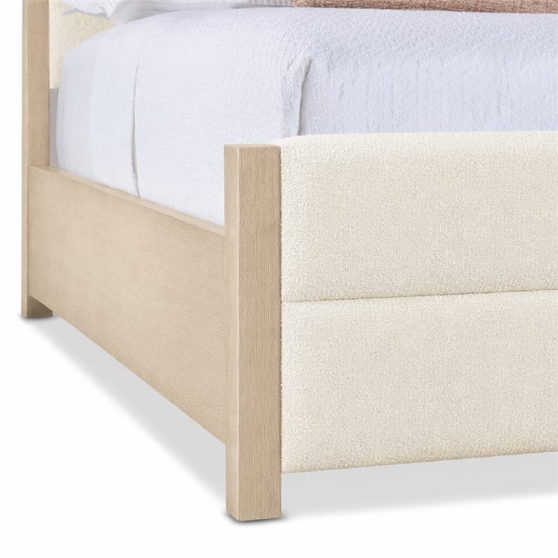 Bowery Hill Westwood Queen Bed with Ivory Upholstered Headboard